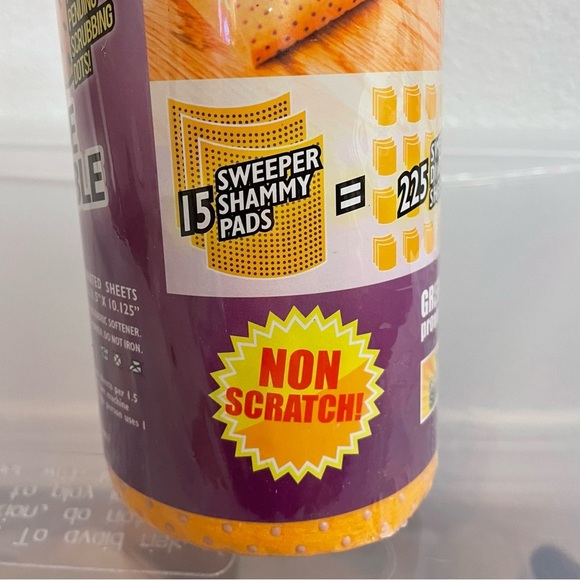 NEW Sweeper Shammy Pads Reusable 15 Sheets Scrubbing Dots Washable Yellow. - Picture 6 of 8